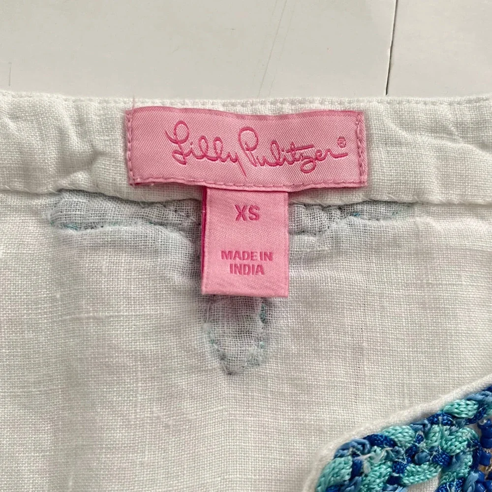 Lilly Pulitzer Amelia Island Linen Embroidered Tunic Top Women Size XS - Picture 16 of 16